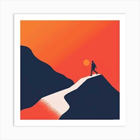 Man Walking Up A Mountain Art Print