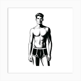 Man In Underwear Art Print