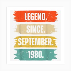 42 Years Old Gifts 42nd Birthday Legend Since September 1980 Art Print