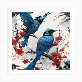 Blue Birds Art Print