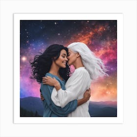 Dark and Light Embrace Art Print