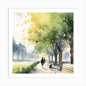 Winter Walk Watercolor Art Print