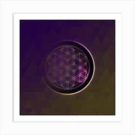Geometric Neon Glyph on Jewel Tone Triangle Pattern 347 Art Print
