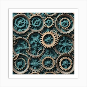 Background Of Gears Art Print