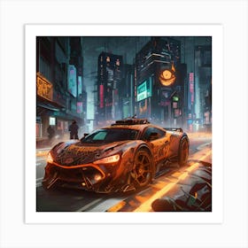 Pumpkin Car (Cyberpunk9) Art Print