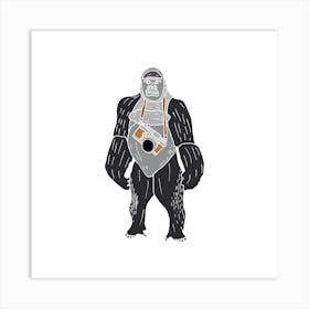 Photographer Gorilla Holding A Camera, Fun Safari Animal Print, Square Art Print