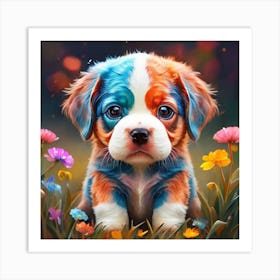 Puppy In The Meadow 1 Art Print