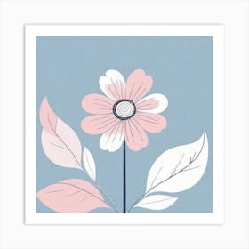 A White And Pink Flower In Minimalist Style Square Composition 399 Art Print