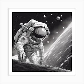 A Sunsglasses In Cosmonaut Suit Wandering In Space Art Print