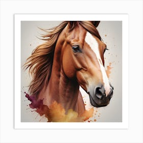 Horse Head Watercolor Painting 1 Art Print