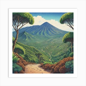 Reunion National Park France Pointillism Art Print 1 Art Print