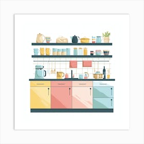 Kitchen With Pots And Pans Art Print