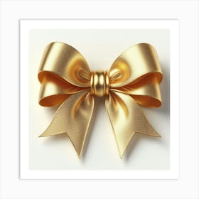 Gold Bow Isolated On White Art Print