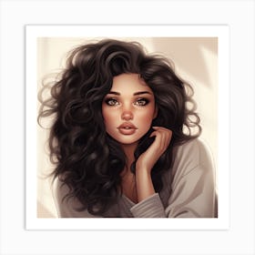 Girl With Curly Hair 1 Art Print