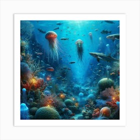 Jellyfish Ocean Art Print