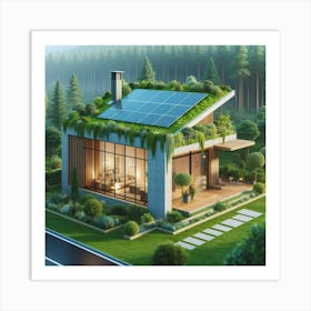 Green House With Solar Panels 1 Art Print