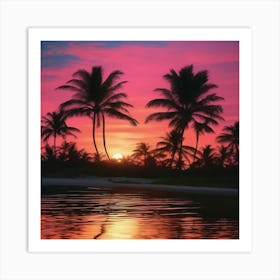 Sunset At The Beach 1 Art Print