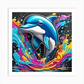 Dolphin Splatter Art Print