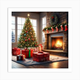 Christmas Tree In The Living Room 107 Art Print