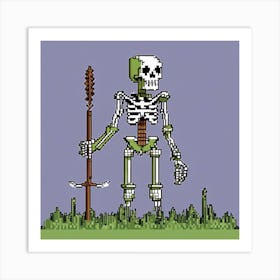 Pixel Skeleton Art Print