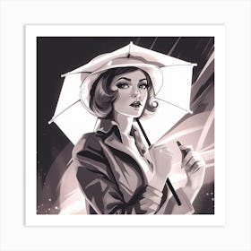 Girl With Umbrella Art Print