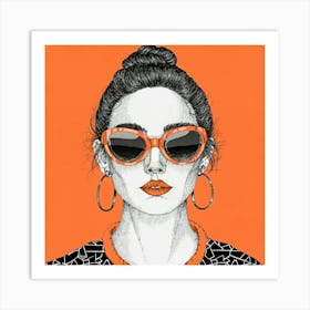 Orange Girl With Sunglasses Art Print
