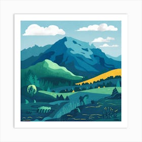 Cadair Idris Wales Colourful Mountain Illustration Poster 7 Art Print