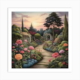 Garden At Dusk Art Print 2 Art Print