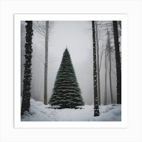 Christmas Tree In The Forest 55 Art Print