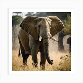 Large Elephant In The Savannah Art Print