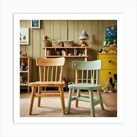 Kids Wood Store Style Wooden Windsor Kids Chairs (1) Art Print