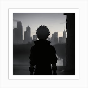 Silhouette Of A Boy Art Print