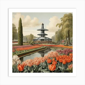 Tulips In The Park 1 Art Print