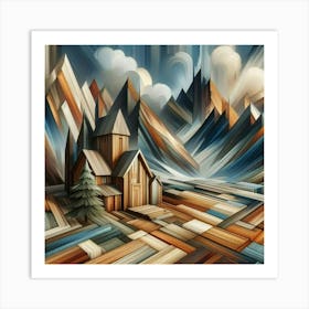 A mixture of modern abstract art, plastic art, surreal art, oil painting abstract painting art e
wooden huts mountain montain village 17 Art Print