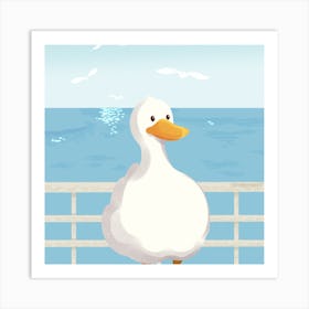 Duck On A Boat Art Print