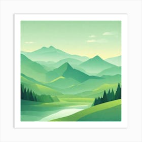Misty mountains background in green tone 18 Art Print