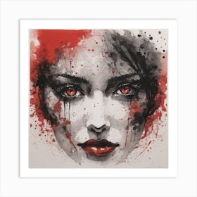 Demon Eyes, ink, watercolour Art Print