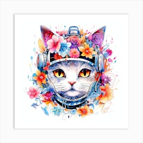 Cat In A Space Helmet Art Print