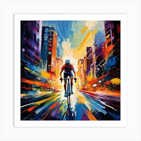 Cyclist In The City art print Art Print