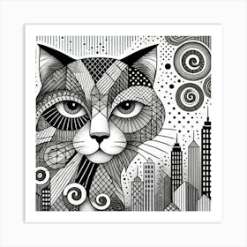 Drift Paw City Cat Art Print