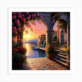 Sunset In Venice Art Print