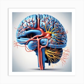 Human Brain With Blood Vessels 6 Art Print