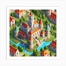 Isometric Castle Illustration Art Print