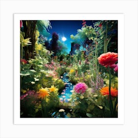 Garden At Night art print 1 Art Print