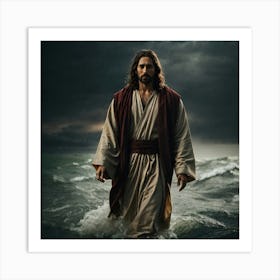 Jesus In The Ocean Art Print