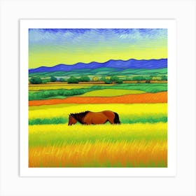 Countryside Serenity The Heart of the Farm Horse In Field Art Print