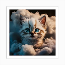 Siamese kitten in the clouds Art Print