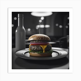 Burger On A Plate 32 Art Print