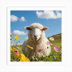 Sheep In A Meadow 3 Art Print