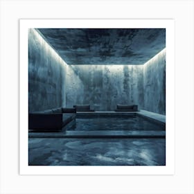 Grunge Style Wallpaper Design Featuring An Abstract Horror Environment Patterned Cement Hall With G (4) Art Print